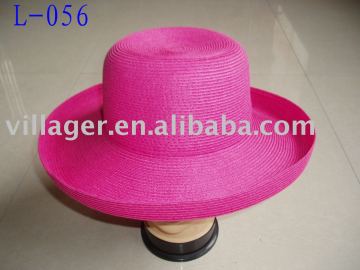 pink paper braid hat