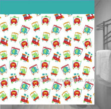 green and red cartoon print non pvc shower curtains