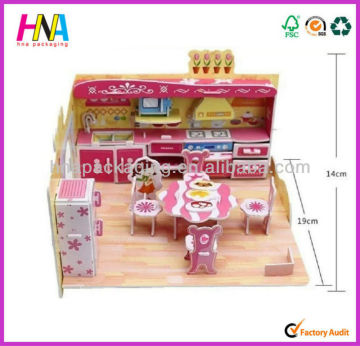 Cute pink room plane 3D jigsaw puzzle model