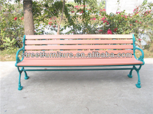 Outdoor cast iron and wood garden bench chairs