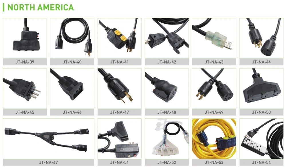 NEMA 5-15p+5-15r Current Tap Power Cords ETL UL