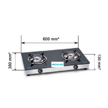2 Alloy Burners Glass Gas Stove