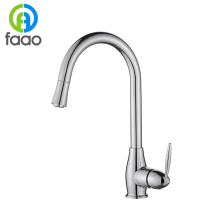 FUAO single lever long stainless steel kitchen faucet