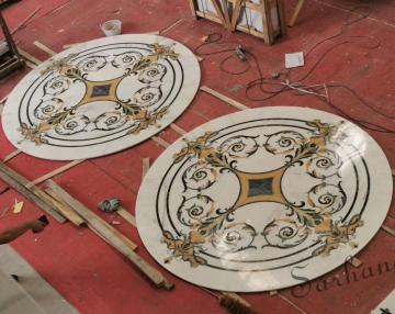 Hotel lobby marble waterjet design, marble  medallion from China