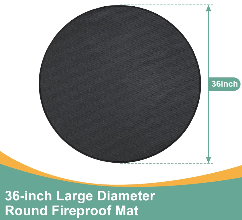47in Round Fire Pit Mat for Stove Bonfire Grill Fireproof Stove Mat Outdoor Grill Deck Protector Circular Mat for Under Grill