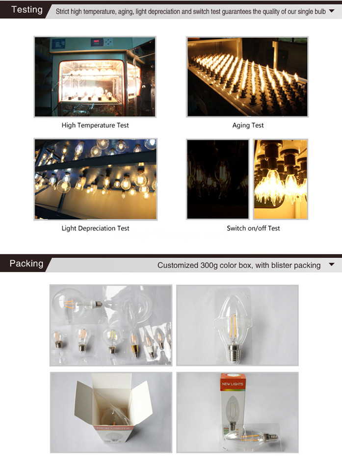 led Candle filament bulb 2w