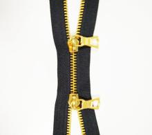 Shining Gold Y-Teeth Double slider Zippers in Brass