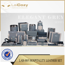 Hospitality PU Leather Set Hotel Amenity Set Desk Writing Pad Wastebin Service Binder Desk And Note Pad