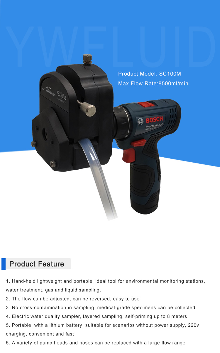 YWfluid Handheld sampling Peristaltic pump With a lithium battery for Lab equipment