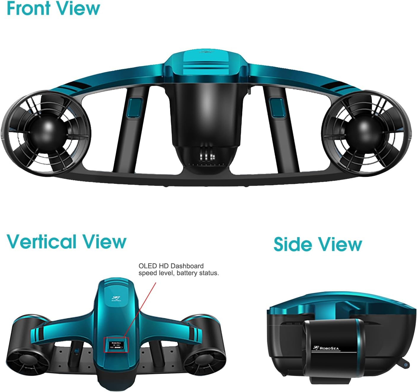 ROBOSEA Underwater Scooter Seaflyer Waterproof Swimming Pool Sea Scooter 2 Speed Level for Diving Underwater Sports Snorkeling
