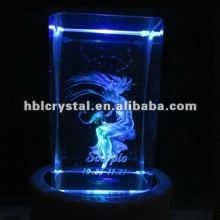 Charming crystal 3d laser cube with light base
