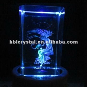 Charming crystal 3d laser cube with light base