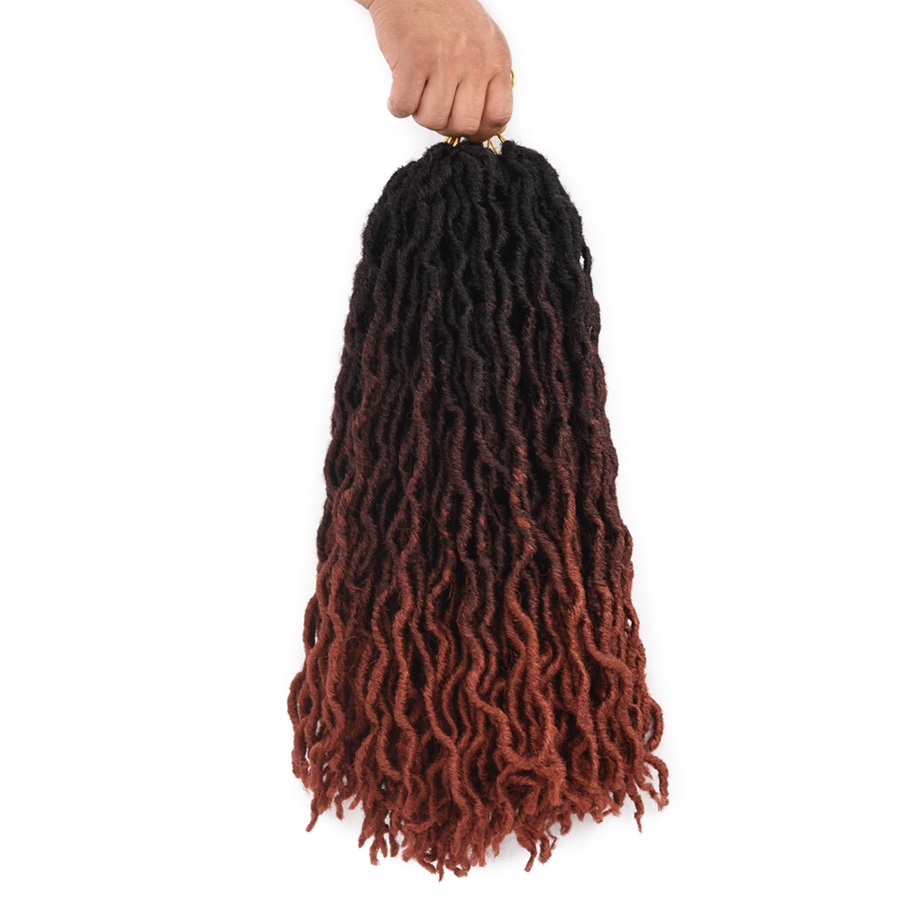 18 Inch 24 Strands Crochet Braids Goddess Ombre Color Faux Locs Synthetic Extension