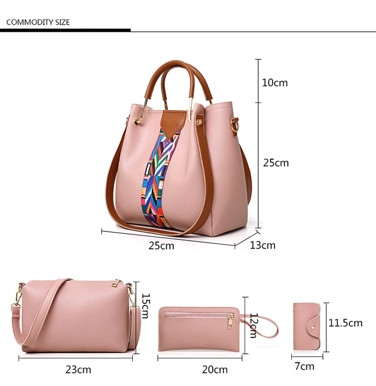 Hot Sell PU with Relief 4 in 1 Woman Bag Set Ladies Wallet Ladies Pars Hand Set Bag