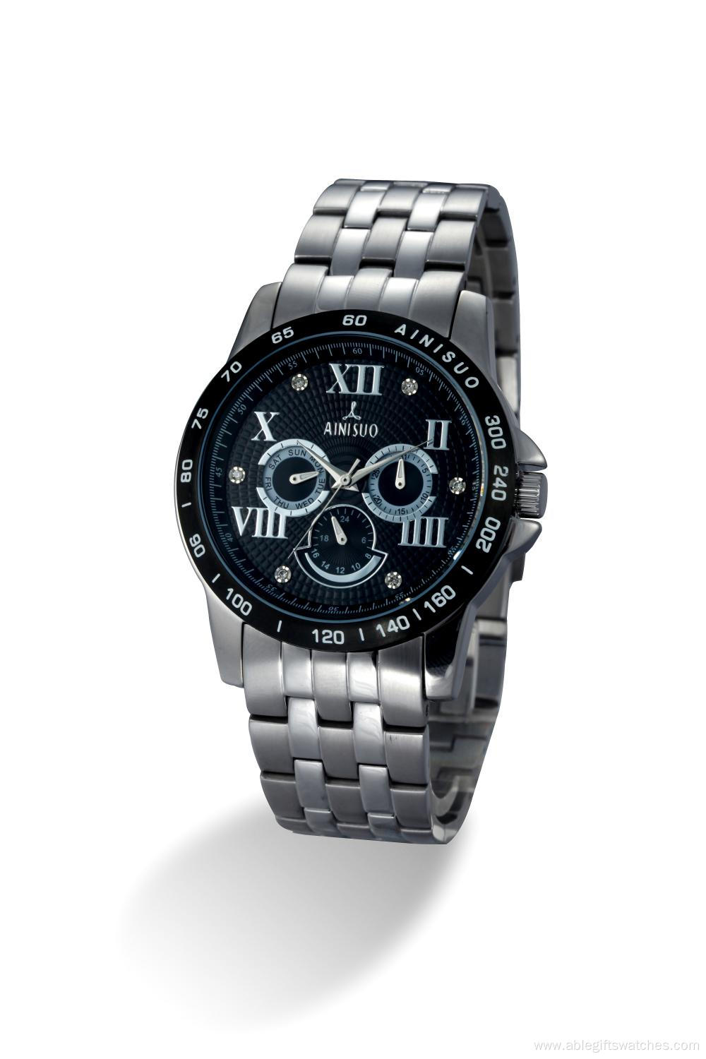 New Design Accept Print Logo Luxury Metal Wristwatch