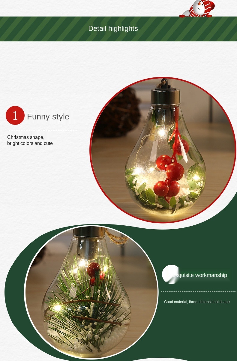 LED Transparent Christmas Ball Christmas Decorations Christmas Tree Decoration Pendant Plastic Bulb Ball