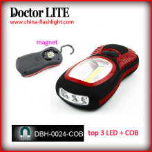 3W COB+Top 3 LED Hook Light with hook and magnet,Plastic LED Hook Light,Magnetic COB working light