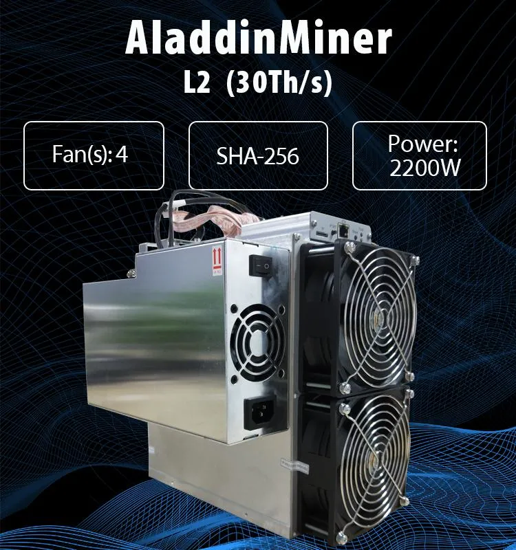 Second Hand Bitcoin Aladdin L2 Blockchain Dragonmint Asic Miner L2 30t
