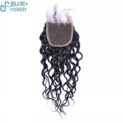 100% brazilian human virgin hair weaves natural wave 4x4 lace closure with baby hair