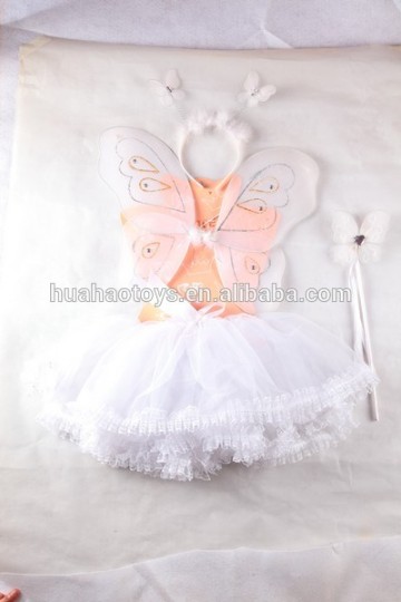 low price white fairy wing and tutu set for angel girl carnival costumes