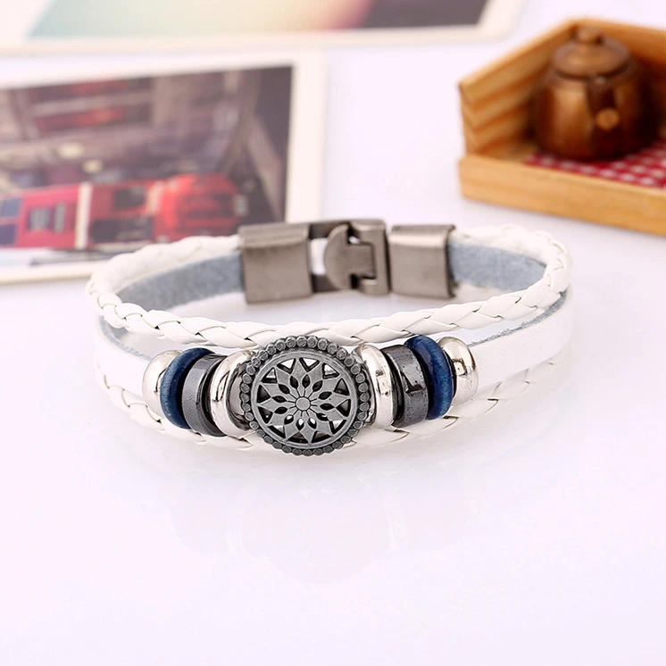 2018 New High Quality Fashion Braided Mens Leather Bracelet Jewelry Men PU Leather Bracelet for Men