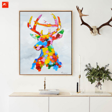 Pop Art Elk Colourful Moose Oil Painting
