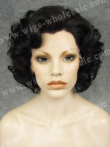 Natural Black Short Wavy Wig Synthetic Lace Front Black Short Wig