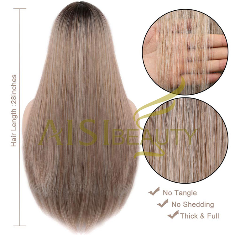 Aisi Beauty Popular Vendor Cheap Long Straight Ombre Blonde Wig Lace Frontal Synthetic Hair For Black Women Lace Front Wig