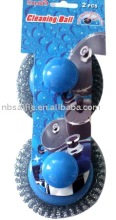 Plastic handle mesh scourer,stainless steel scourer,copperized scourer, scrubber, cleaning ball