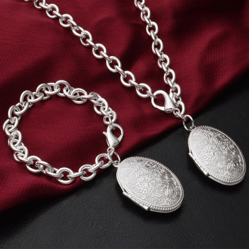 925 Sterling Silver Egg Shaped Pendant Chain Necklace Choker