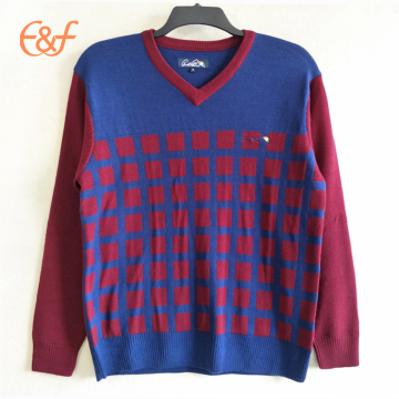 Classic Pullover Plaid Design Mens Casual Sweater