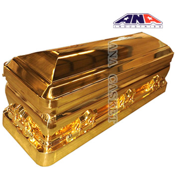 Made in China Wholesale ANA American Style Golden Metal Bronze Coffin Casket