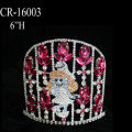 Corona de pitufina de diamantes de imitación rosa grande personalizada