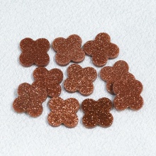 Gold Sandstone Gemstone Flat Back Four Leaf Clover