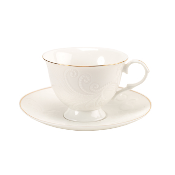 White Porcelain Tea Cup with Embossment