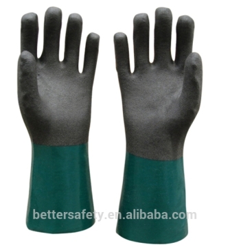 Excellent Grip Cotton Shell Foam PVC Dipped Safety Glove Green Cuff