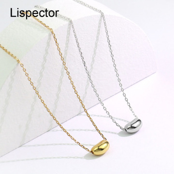 Lispector 925 Sterling Silver Korean Cute Beans Pendant Necklaces for Woman Kidney Clavicle Chain Minimalist Wedding Jewelry