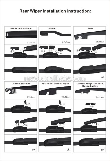12 inch rear wiper blade R01 suitable for different kinds of rear wiper arms