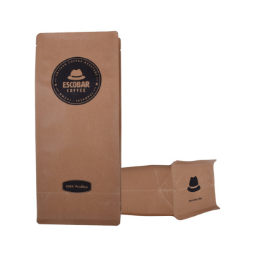 1000g Bio Pack Brown Kraft Paper Coffee Sacs avec fermeture éclair