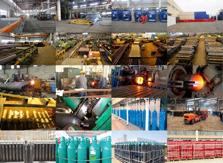 CGA 580 valve ISO9809 seamless steel water capacity 40L 6M3 oxygen argon gas cylinder