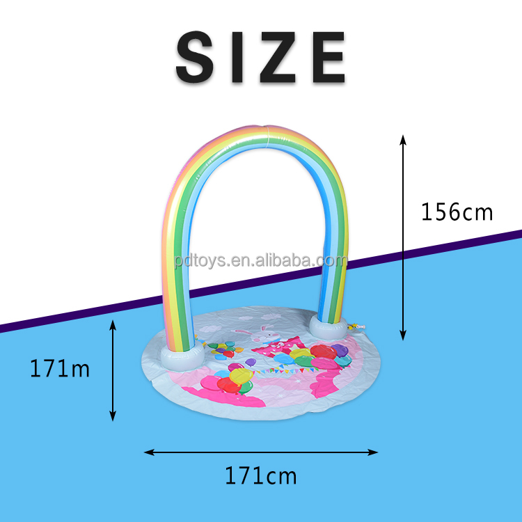 Factory Customization sprinkler inflatable water game toy rainbow arch splash water mat