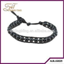 1 layer 6mm black Agate Beads luu mens bracelets