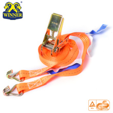Polyester Ratchet Tie Down Strap Cargo Lashing With Hooks