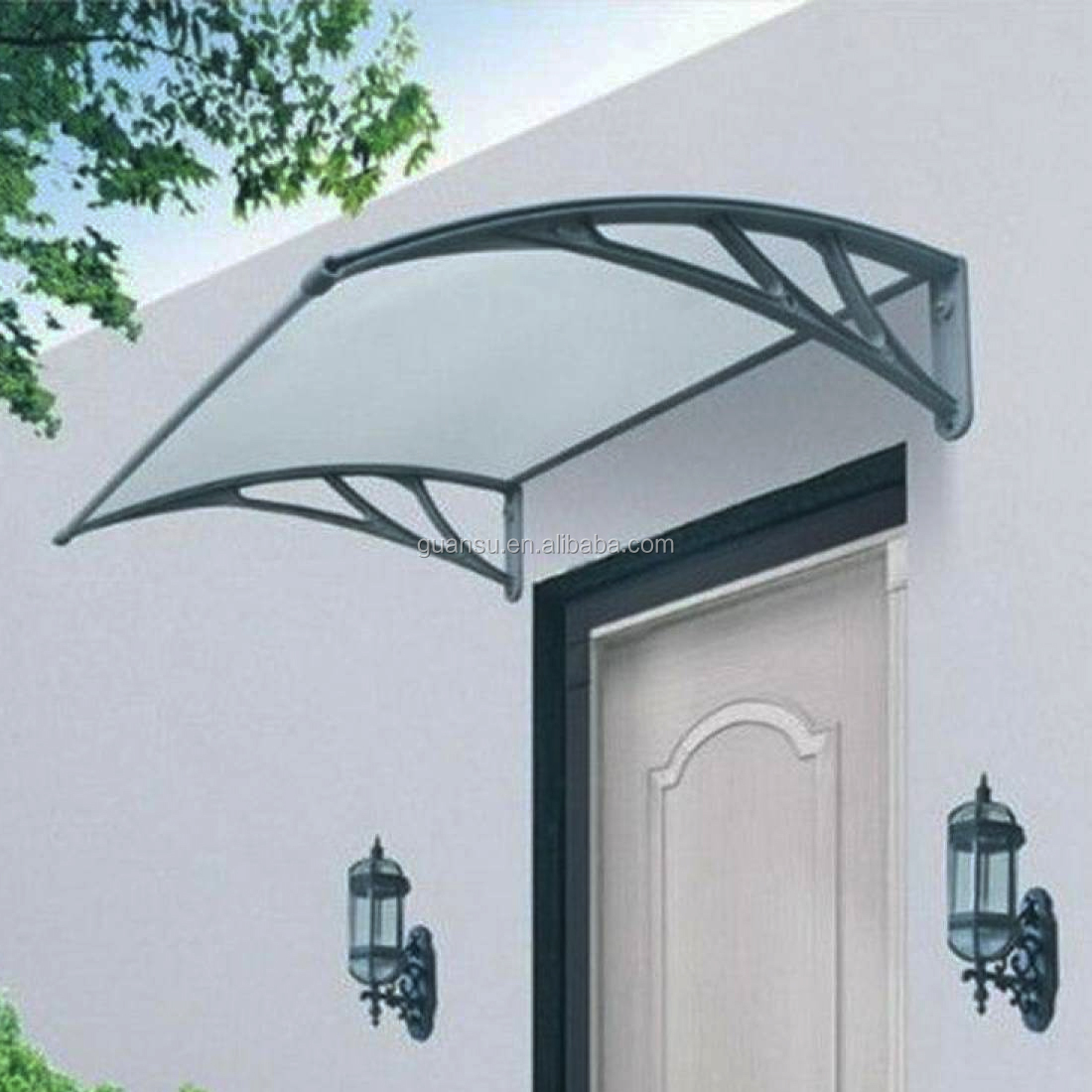 Uk Market Popular Style Diy Sun Shade White Plastic Arm With Clear Pc Cover Board Outdooor Polycarbonate Canopy