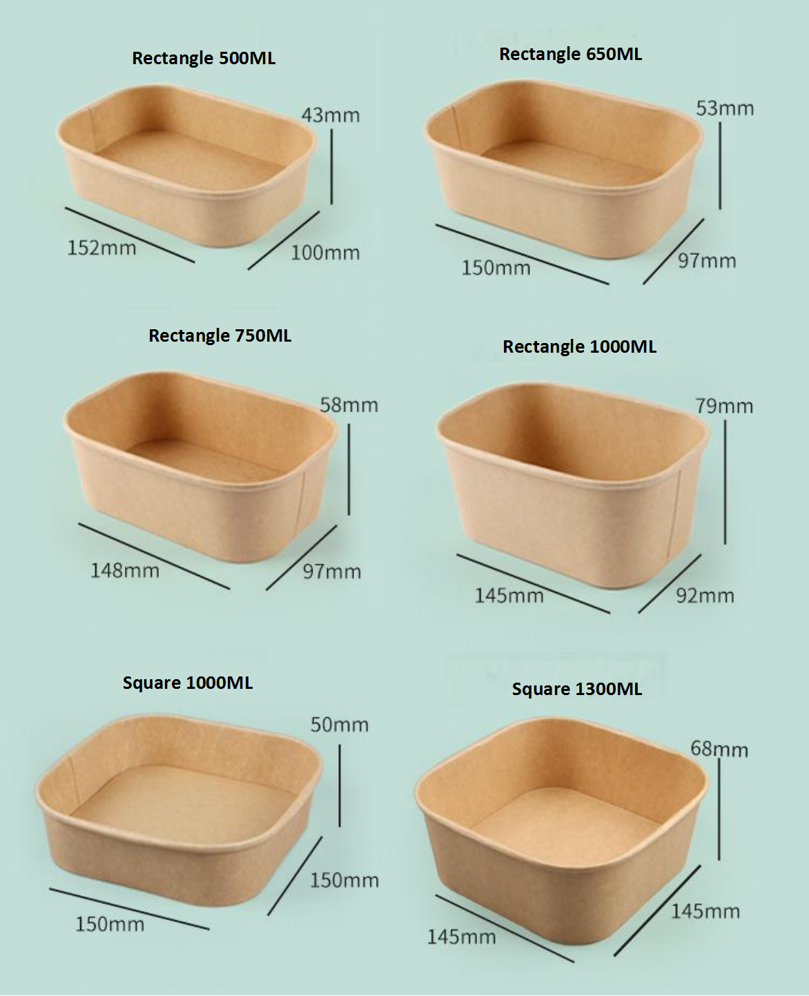 Recyclable Kraft Paper Food Boxes