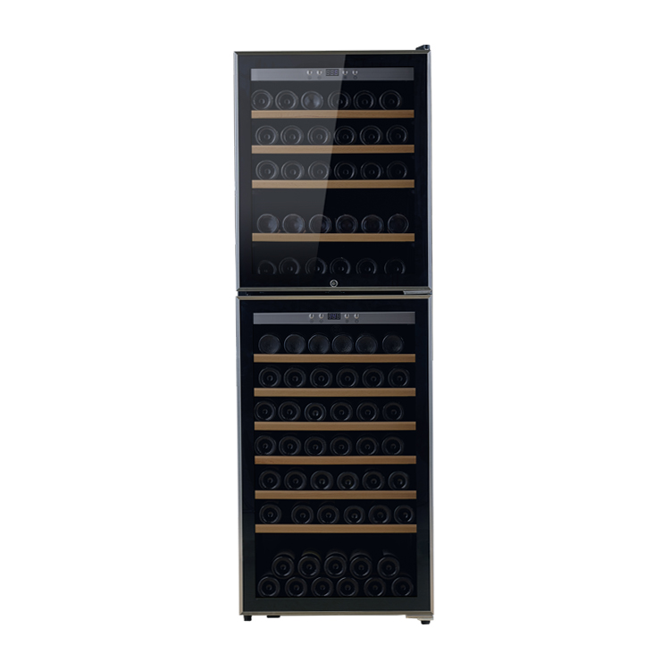 OEM ODM 122 Bottles Compressor Dual Zone Double Door Wine Fridge