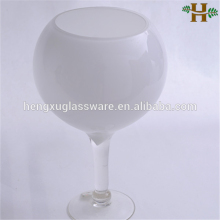 Mouthblown Stemmed White Glass Vase Giant Wine Glass Vase