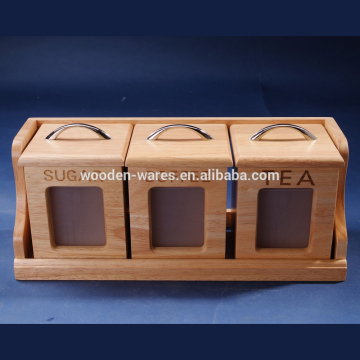 bamboo tea sugar coffe storage canisters
