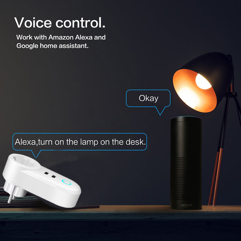 Google Home 2 USB EU Mini Wifi Plugs Europe Alexa Wall Socket