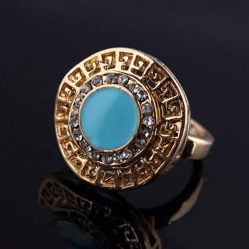 18k Gold Ring With Blue Clear Resin Jewelry Rings Xld-574